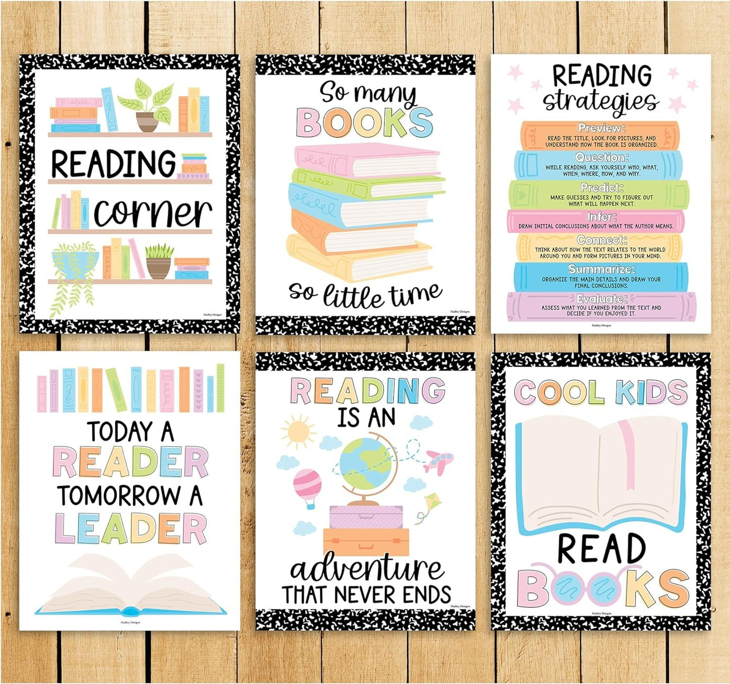 6 Colorful Reading Posters For Classroom Reading Corner - Reading Corner Decor For Classroom Library Posters, Reading Strategies Posters For Classroom Library Decor, Reading Classroom Decor, Read Sign
