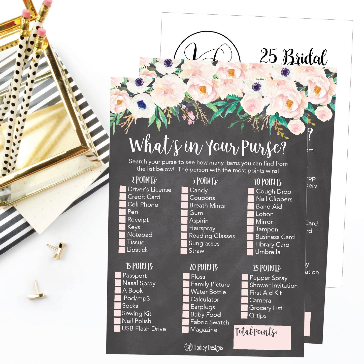 What's In Your Purse Bridal Bridal Shower Game | Set of 25 | Wedding Supplies
