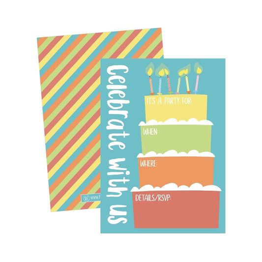 25 Cake Rainbow Party Invitations for Kids, Teens, Adults, Boys & Girls, Blank Children Happy 1st Birthday Invitation Cards, Unique Baby First Bday Invites, Toddler 1 2 3 Year Old rsvp Invites Fill In