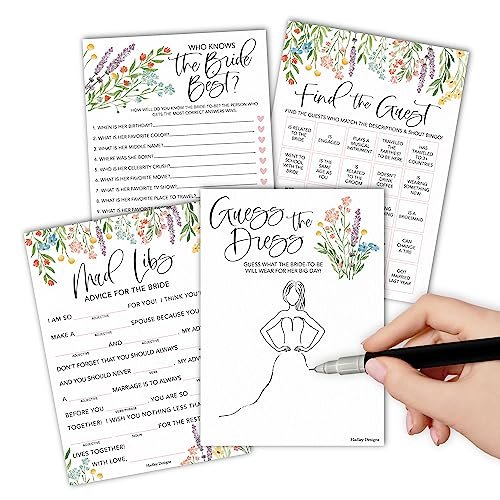Mad Libs, Guess the Dress, Who Knows the Bride, and Find the Guest Games | Set of 40 | Bridal Shower Games