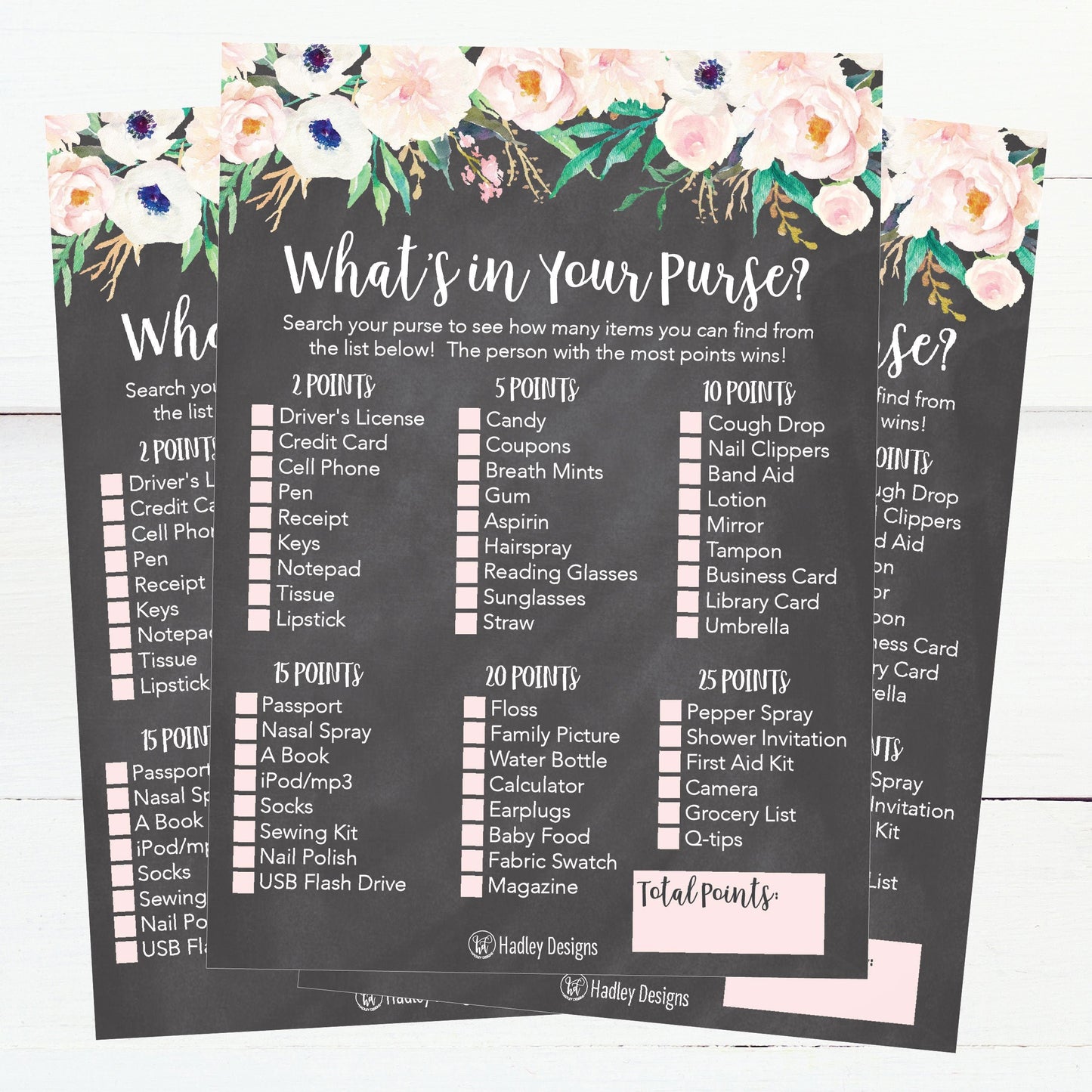 What's In Your Purse Bridal Bridal Shower Game | Set of 25 | Wedding Supplies