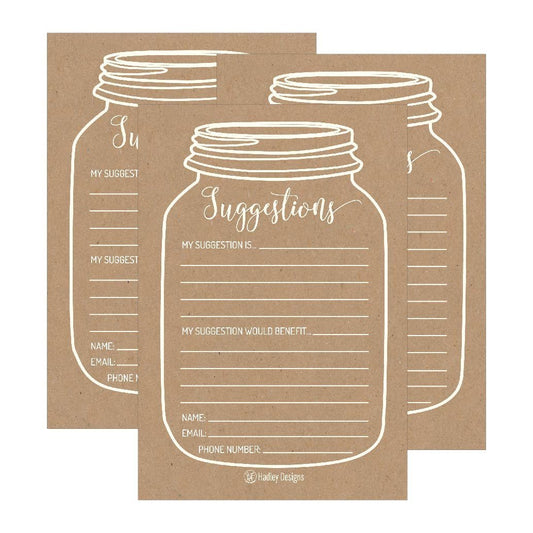 25 Kraft Mason Jar Suggestion Cards