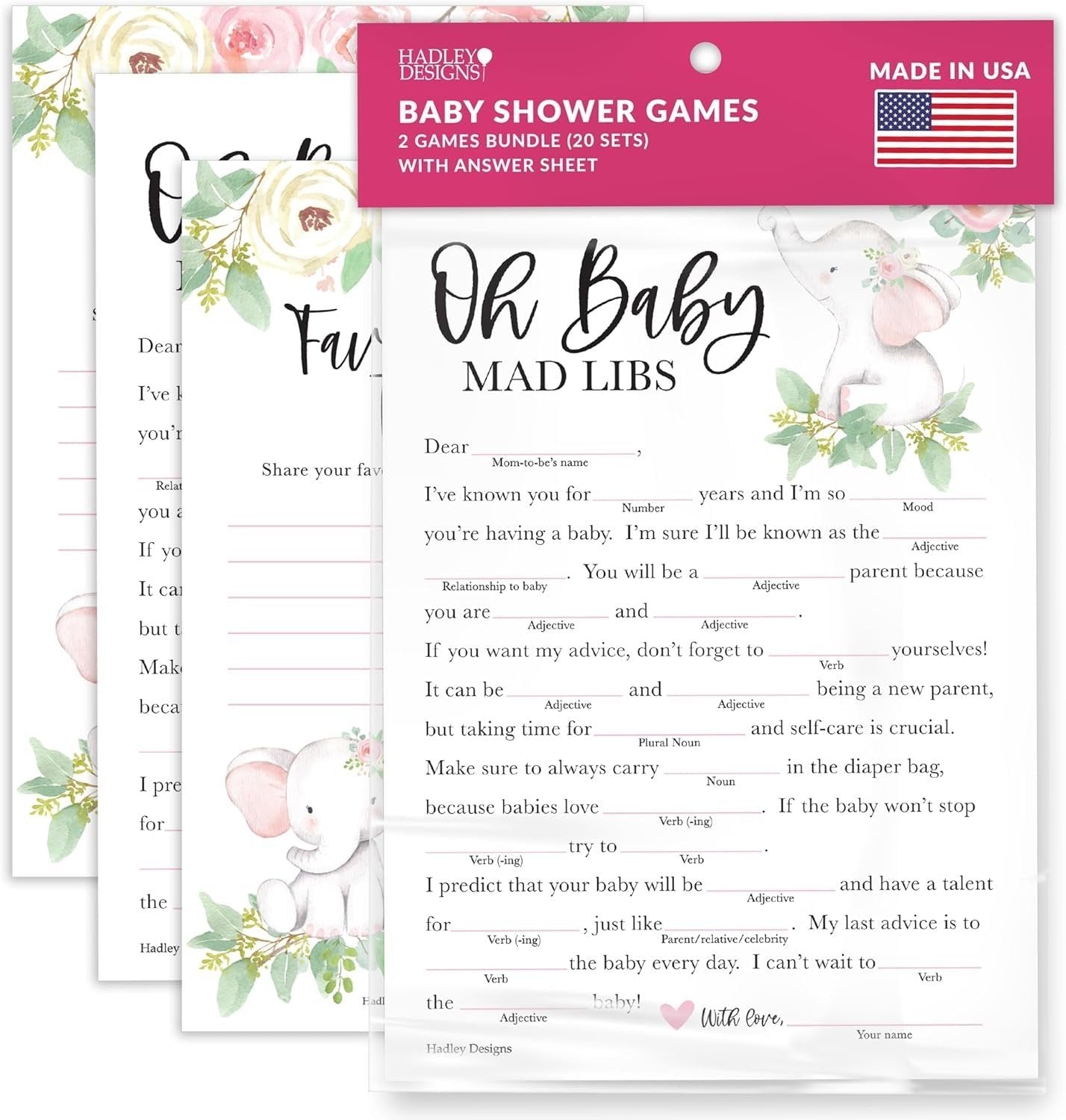Baby Mad Libs & Family Traditions Games | Set of 20 | Baby Shower Games