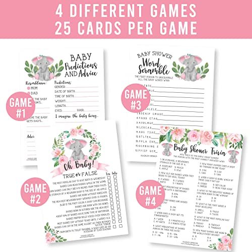 Word Scramble, True or False, Predictions, Trivia Baby Shower Games | Set of 50