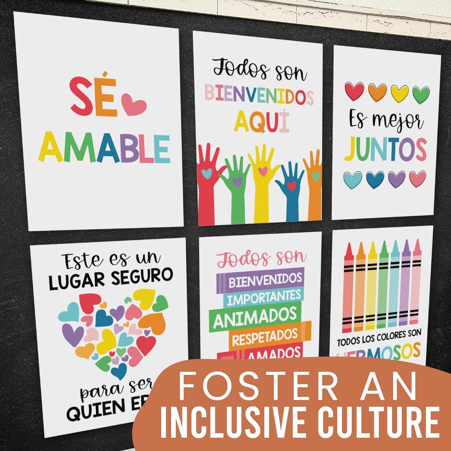 6 Colorful Spanish Classroom Decorations - Spanish Classroom Posters, Diversity Posters For Classroom Posters Español, Todos Son Bienvenidos Poster De Diversidad De Culturas, Diversidad Poster Espanol