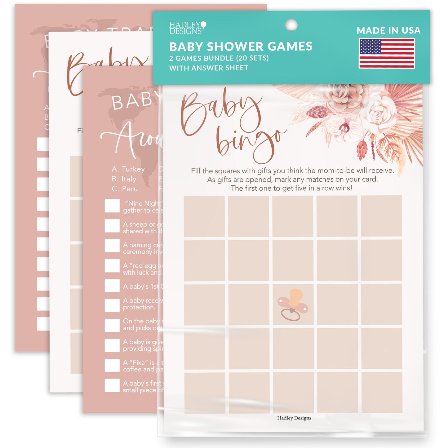 Baby Traditions & Bingo Games | Set of 20 | Baby Shower Games