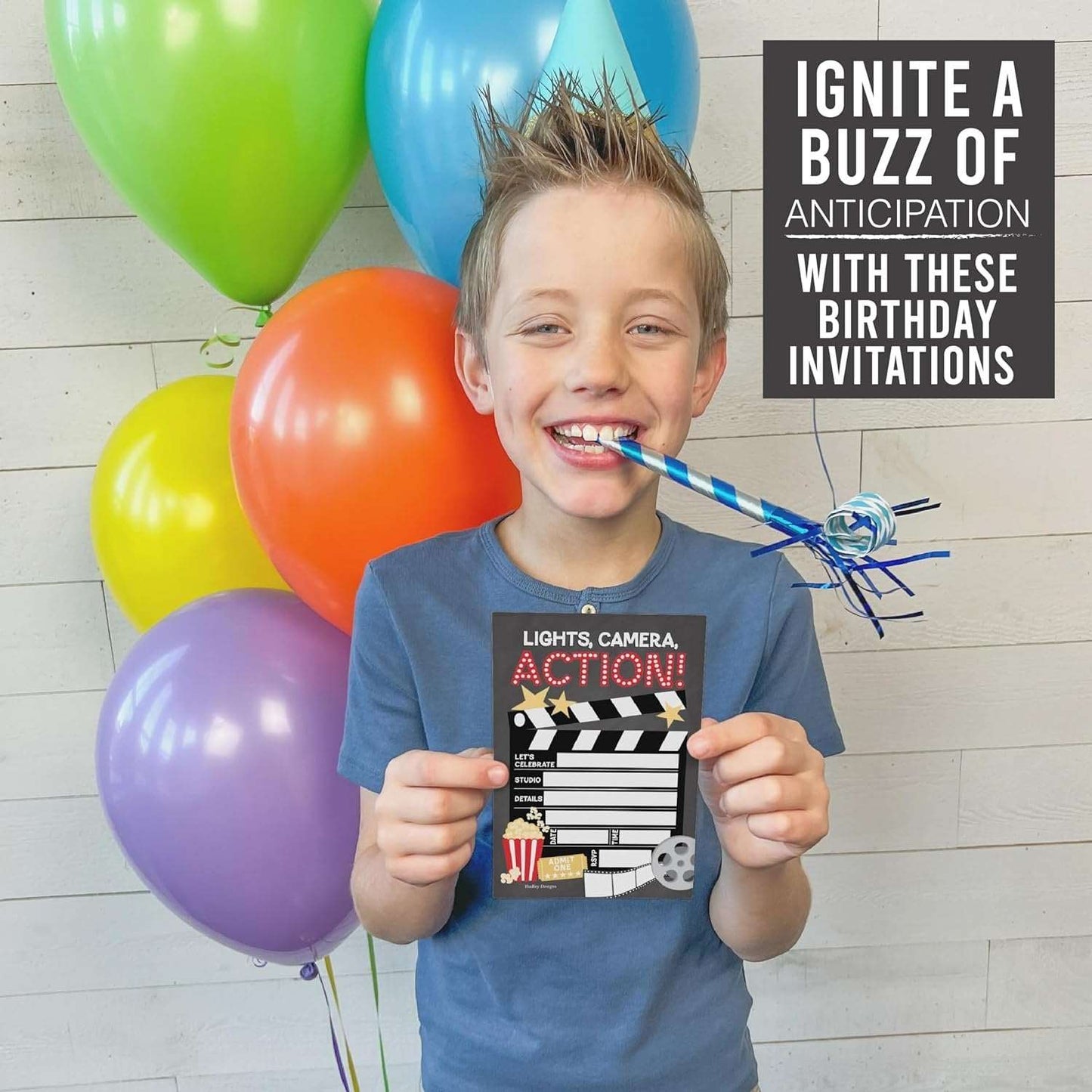 15 Movie Night Birthday Invitations Girl - Kids Birthday Invitations Boy, VIP Birthday Party Invitations For Boys, Birthday Invites For Boy, Outdoor Movie Night Birthday Invitation Cards, Party Invite