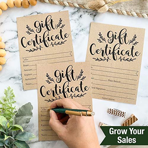Blank Gift Certificates | Set of 25 | Cards & Party