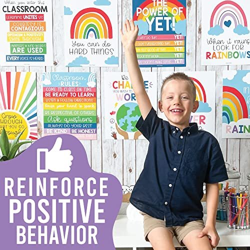 Rainbow Classroom Motivational Posters | Set of 9 | Educational Supplies