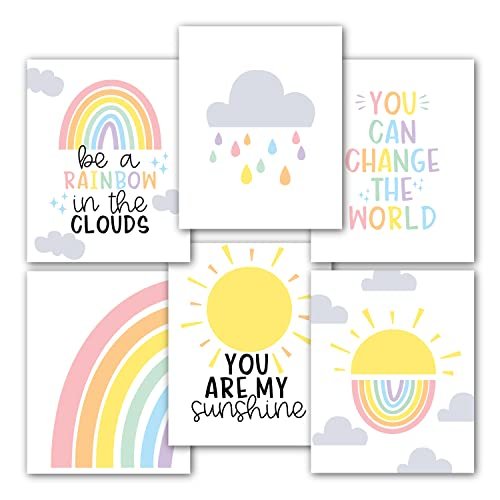 Rainbow Children's Wall Art | Set of 6 | Nursery Decor