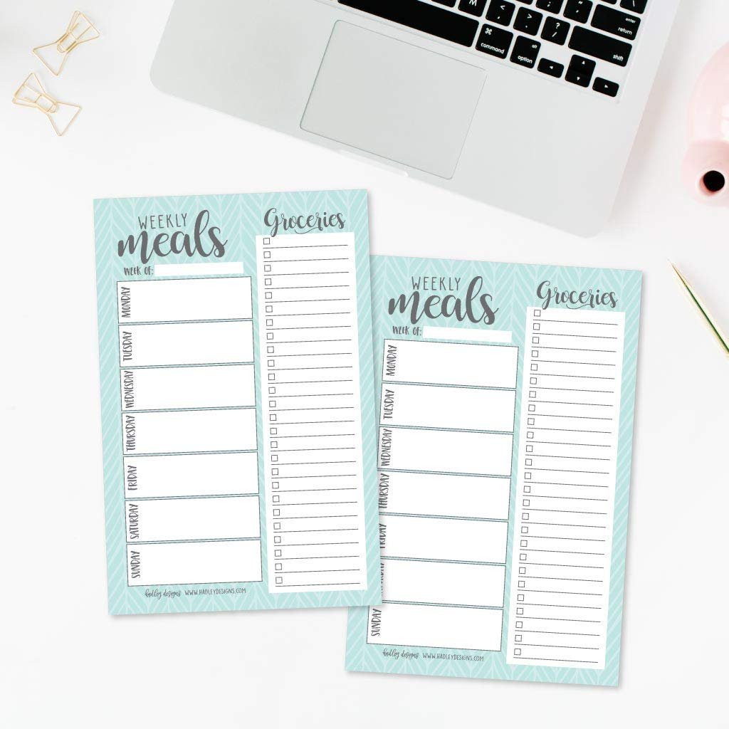 Teal Weekly Meal Planning Calendar Grocery Shopping List Magnet Pad for Fridge, Magnetic Family Pantry Food Menu Board Organizer, Week Diet Prep Planner Tool, Refrigerator What to Eat Dinner Notepad