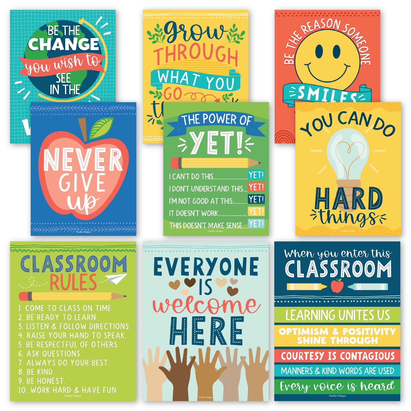 Classroom Motivational Posters | Set of 9 | Educational Supplies