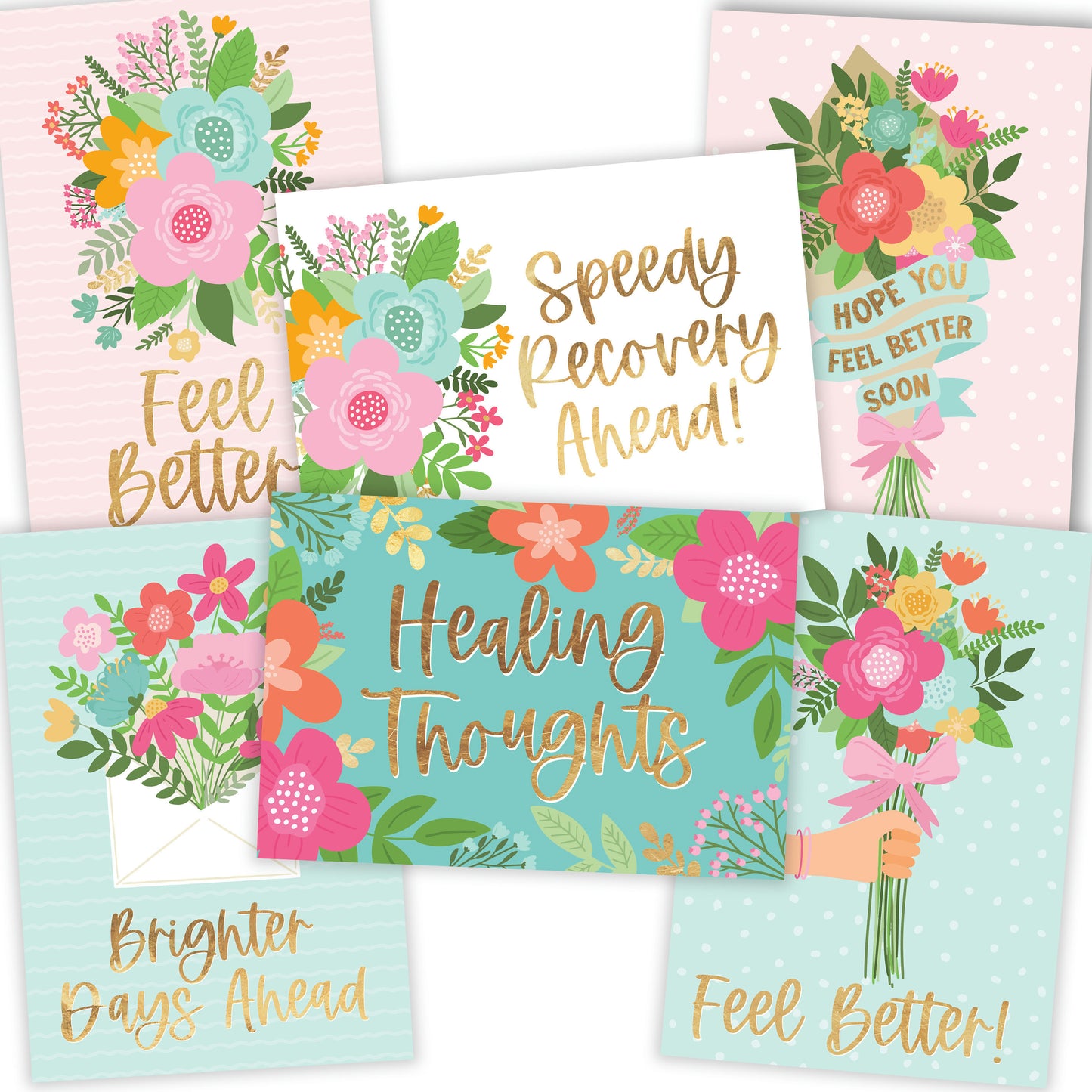 Folded Get Well Soon Cards | Set of 24 | Cards & Party | Envelopes Included