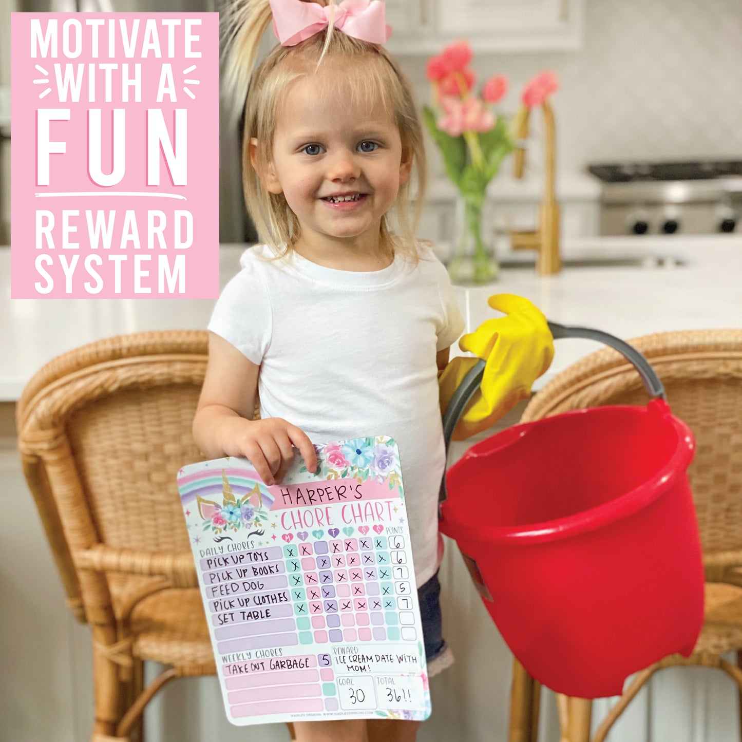 Unicorn Kids Chore Chart, Behavior Chart and Day and Night Routine Chart Bundle