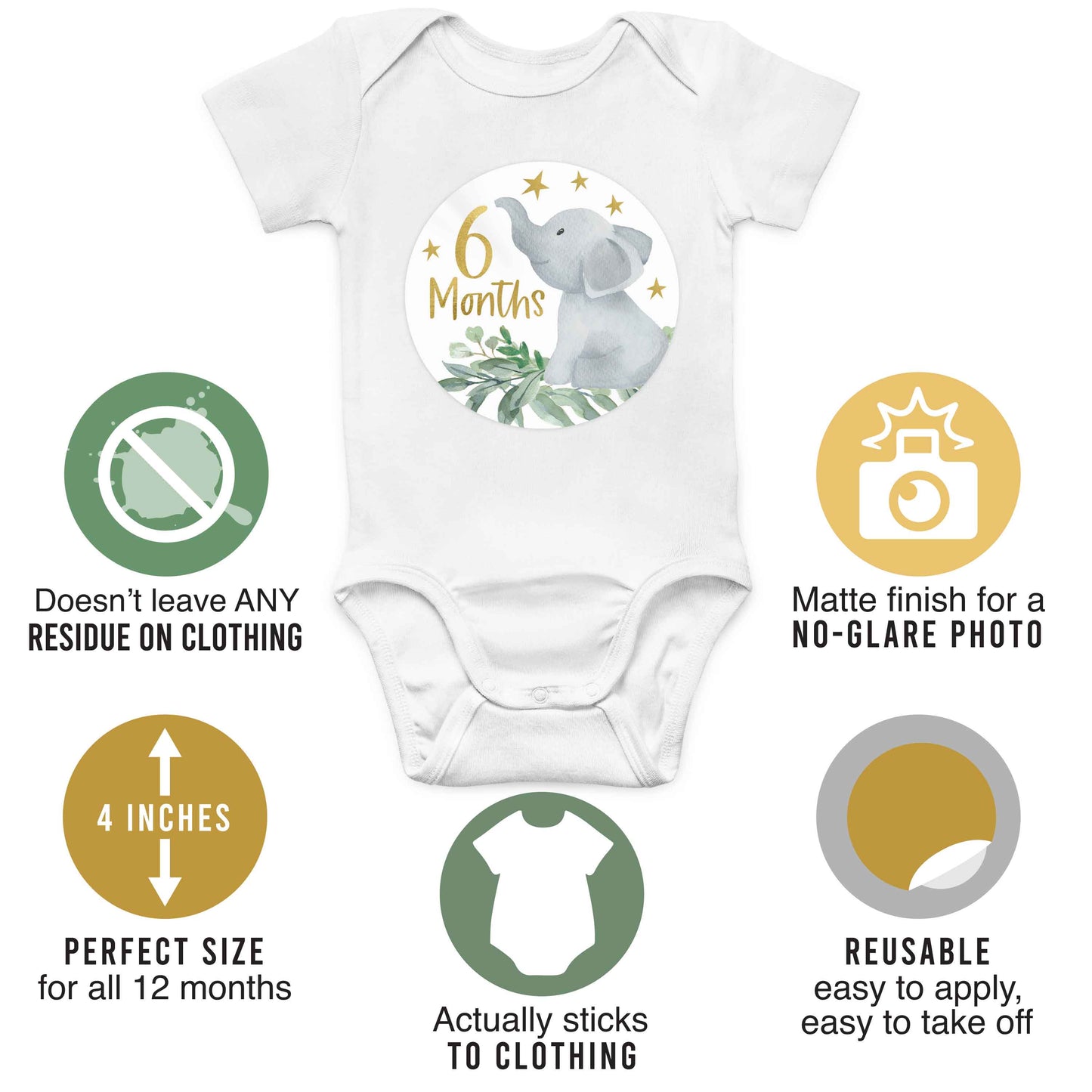 6 Elephant Baby Closet Dividers & 20 Baby Milestone Stickers, Perfect Baby Shower Gift