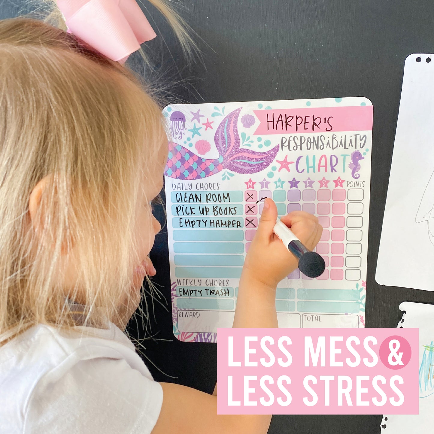 Mermaid Kids Chore Chart, Reward Sticker Charts and Day and Night Routine Chart Bundle