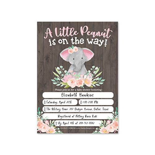 Pink Elephant Baby Shower Invitation