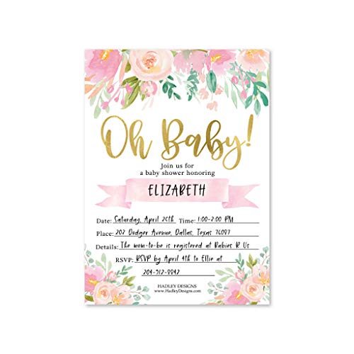 Pink Floral Baby Shower Invitation