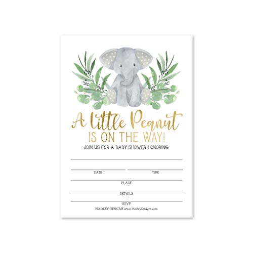 Greenery Elephant Baby Shower Invitation