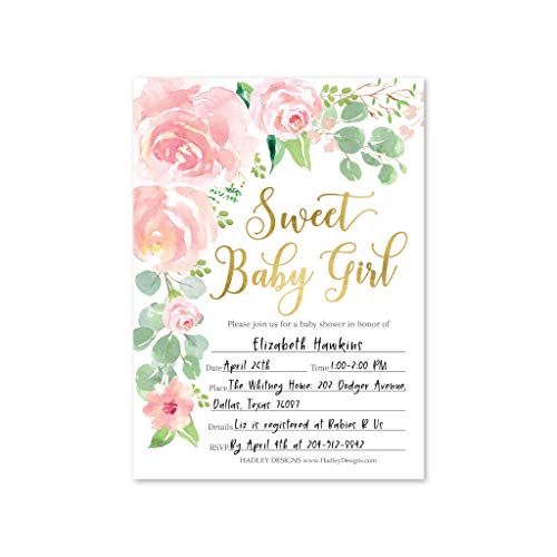 Pink Floral Baby Shower Invitation