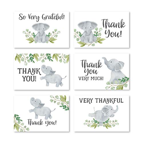 Greenery Elephant Folded Thank You Cards