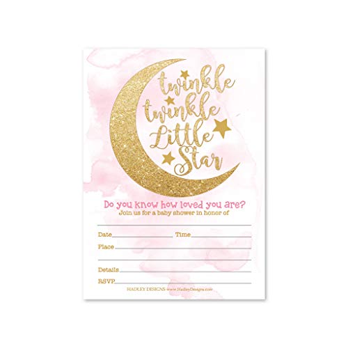 Pink Twinkle Twinkle Baby Shower Invitation