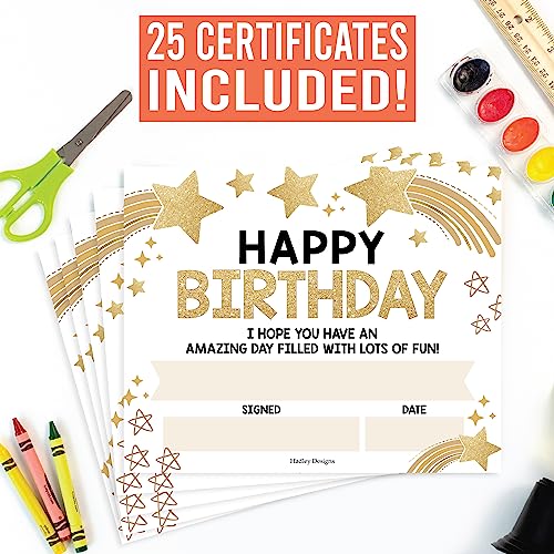 Gold Stars Birthday Certificates