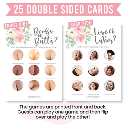 Floral Boobs or Baby Butts | Set of 25 | Love or Labor | Baby Shower Games