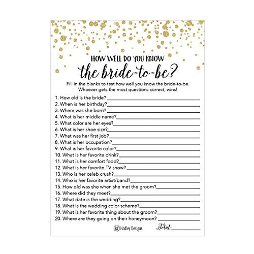 Gold Bridal Shower Games