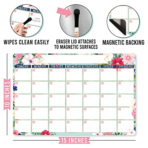 Floral Fridge Calendar | Dry Erase | Monthly Magnetic Calendar