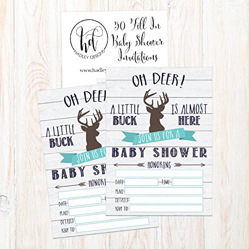 Blue Deer Baby Shower Invitation