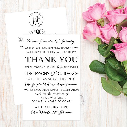 Wedding Thank You Place Cards