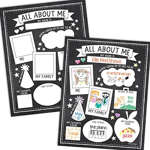 Black & White Chalk All About Me Posters