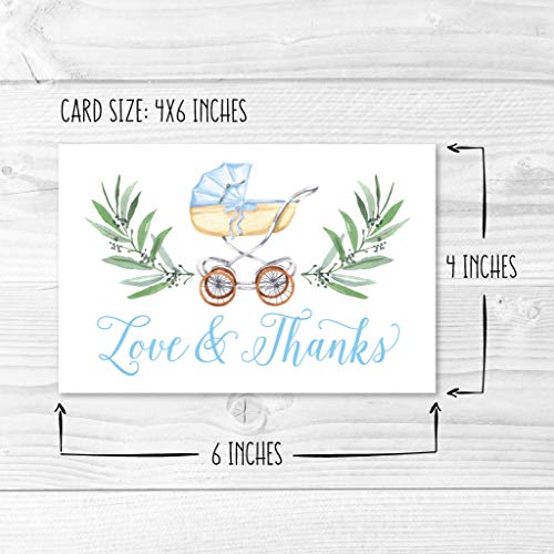 Blue Baby Carriage Folded Thank You Cards