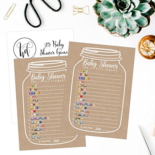 Rustic Emoji Pictionary Baby Shower Games