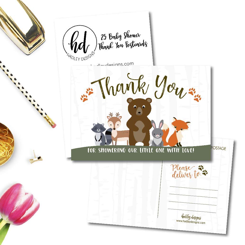 Woodland Baby Shower Thank You Postcard