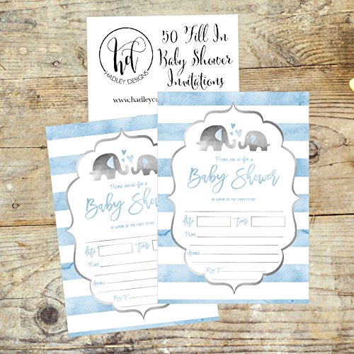 Blue Elephant Baby Shower Invitation