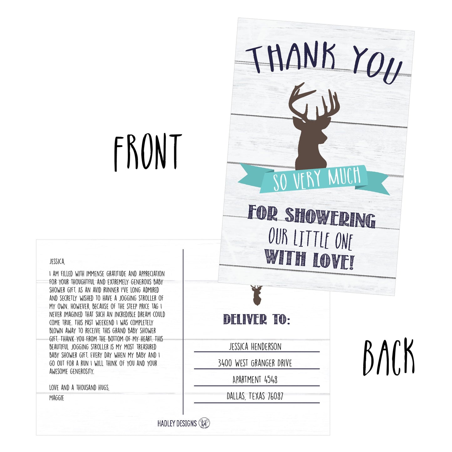 Deer Baby Shower Thank You Postcard