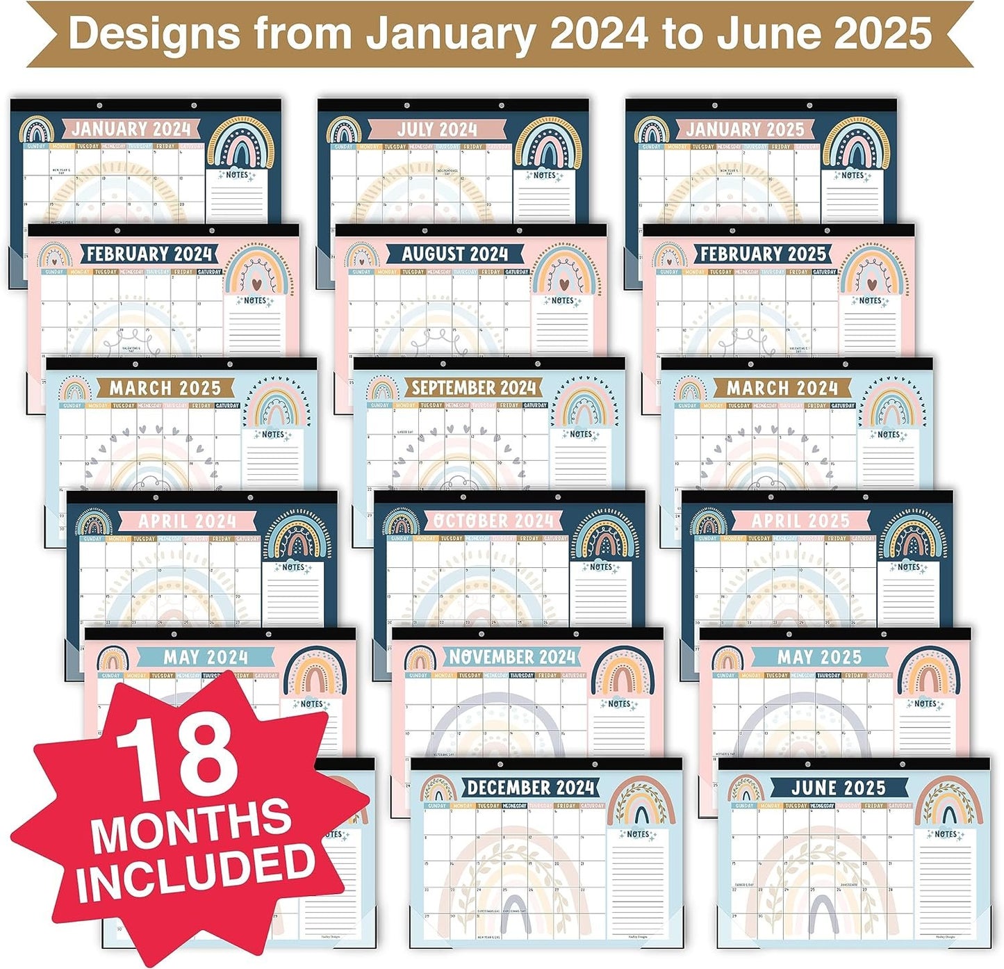 Boho Large Desk Calendar 2024-2025 - Desk Calender 2024 Monthly, Desktop Calendar 2024-2025, Desk Planner 2024 Calendar Desk, Desk Calander 2024 Large, Office Calendar, Desk Pad Calendar 2024