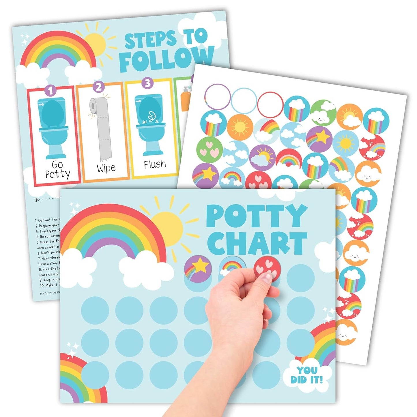 Rainbow Potty Training Chart For Toddler Girls - Potty Training Sticker Chart For Girls Potty, Potty Chart For Girls With Sticker, Sticker Chart For Kids Potty Training Reward Chart, Kids Reward Chart