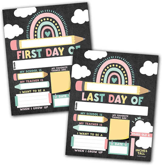 Boho Rainbow Vertical Back to School Signs