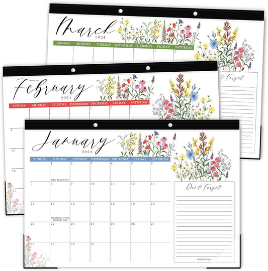 Floral Large Desk Calendar 2024-2025 - Desk Calender 2024 Monthly, Desktop Calendar 2024-2025, Desk Planner 2024 Calendar Desk, Desk Calander 2024 Large, Office Calendar, Desk Pad Calendar 2024