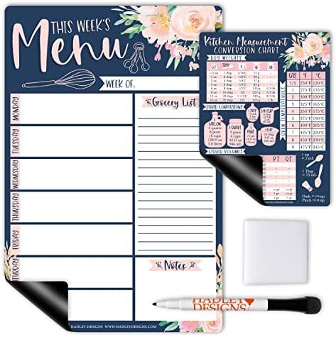 Navy Floral Magnetic Meal Planner