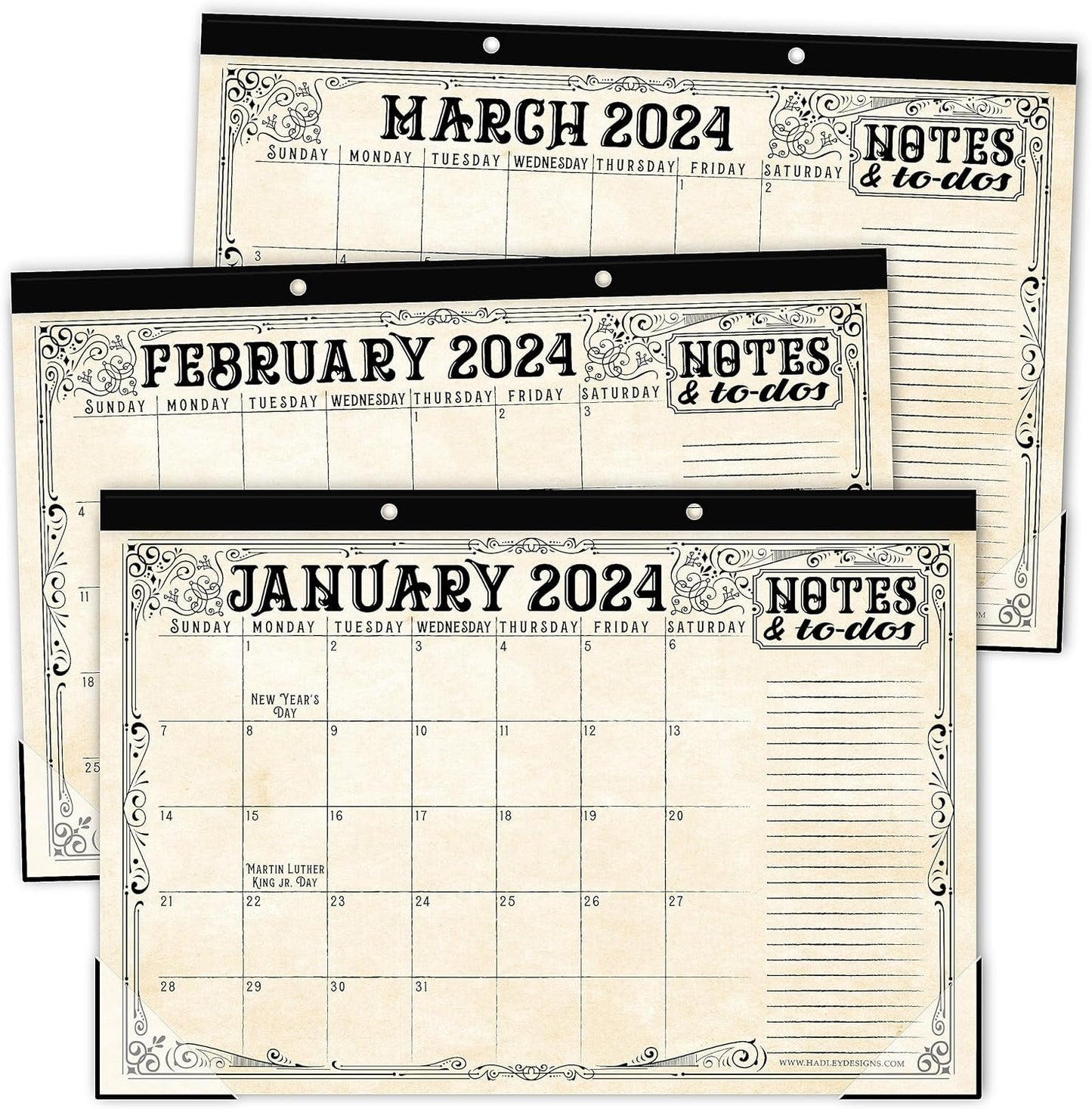 Vintage Large Desk Calendar 2024-2025 - Desk Calender 2024 Monthly, Desktop Calendar 2024-2025, Desk Planner 2024 Calendar Desk, Desk Calander 2024 Large, Office Calendar, Desk Pad Calendar 2024