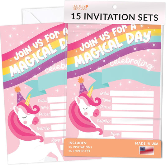 15 Unicorn Birthday Invitations Girl - Unicorn Birthday Party Invitations For Girls, Invitations For Birthday Party Invitation Girl, Unicorn Birthday Invitation Cards, Kids Birthday Invitations Girl