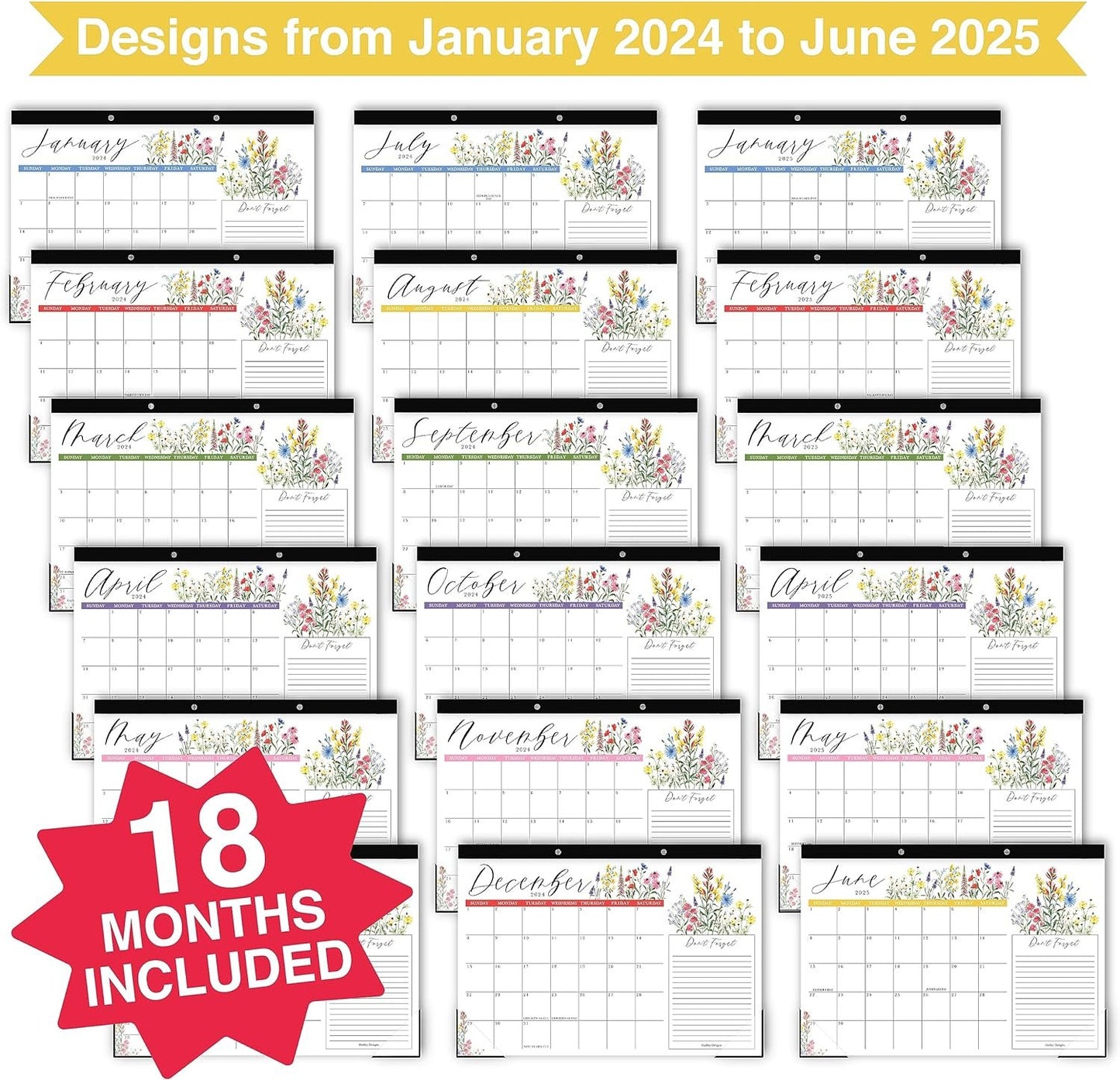 Floral Large Desk Calendar 2024-2025 - Desk Calender 2024 Monthly, Desktop Calendar 2024-2025, Desk Planner 2024 Calendar Desk, Desk Calander 2024 Large, Office Calendar, Desk Pad Calendar 2024