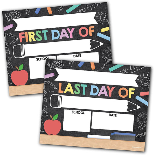 White Doodles Horizontal Back to School Signs