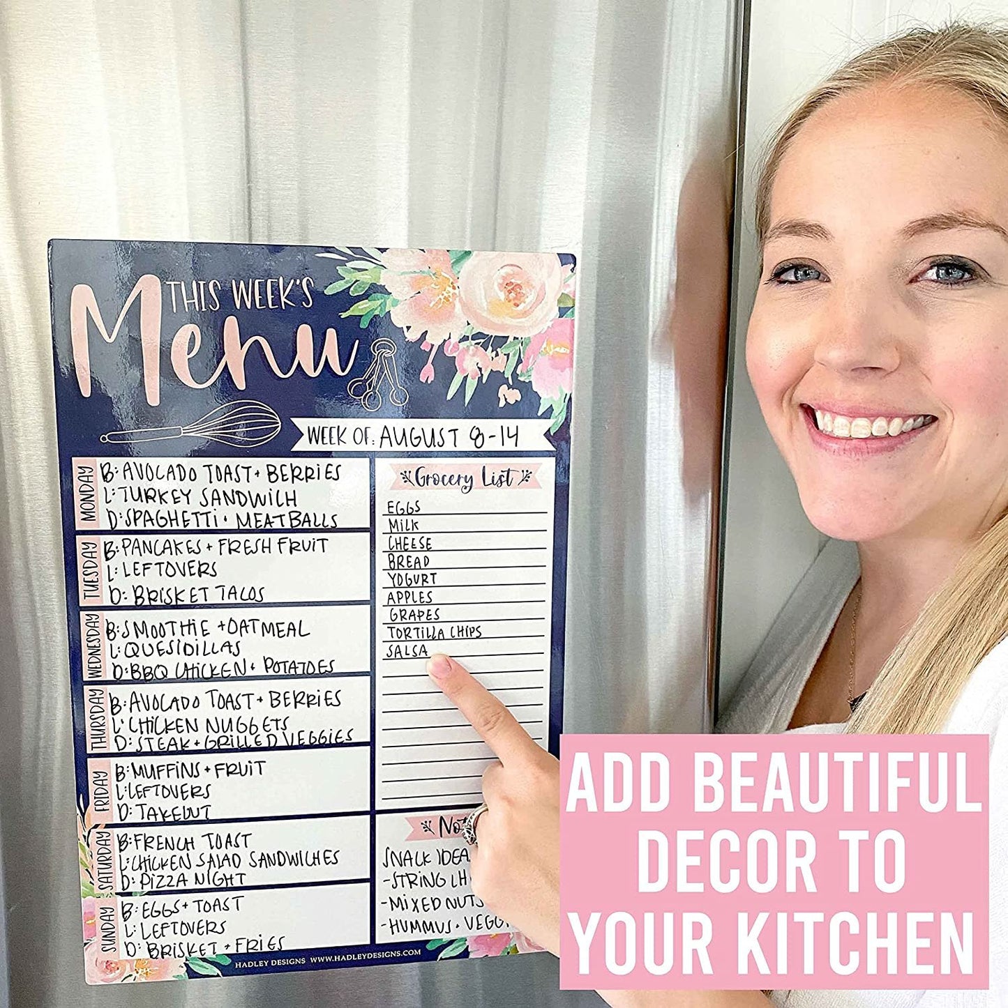 Navy Floral Magnetic Meal Planner