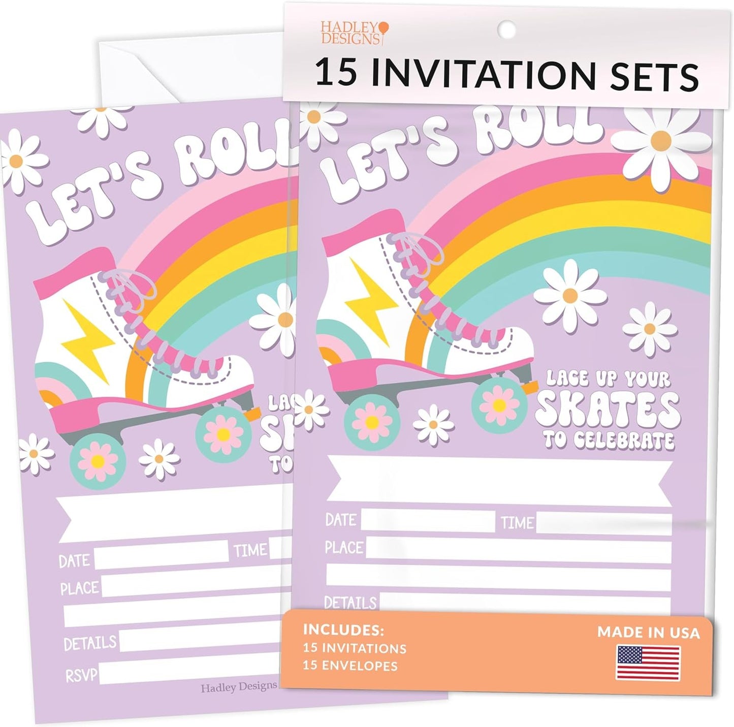 15 Roller Skate Birthday Invitations Girl - Groovy Birthday Party Invitations For Girls, Lets Roll Invitations For Birthday Party Invitation Girl, Invitation Cards, Kids Birthday Invitations Girl