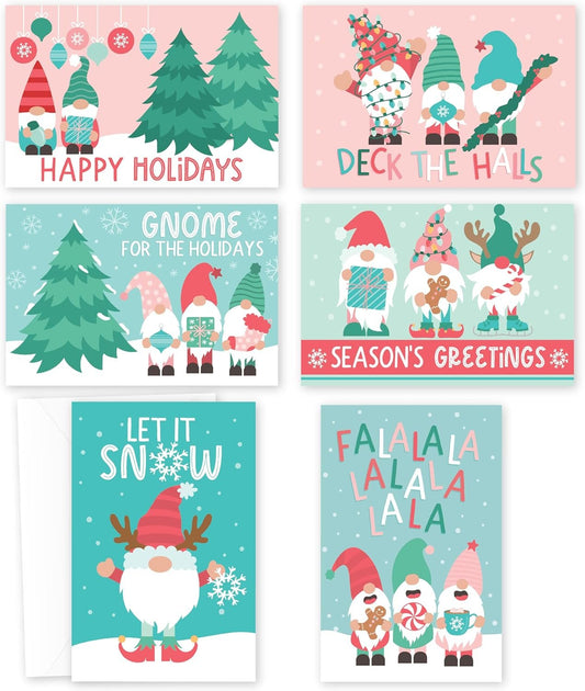 24 Gnome Christmas Holiday Cards Bulk With Envelopes - Happy Holiday Cards Boxed With Envelopes, Pack Of Christmas Cards With Envelopes, Assorted Christmas Cards Boxed With Envelopes, Winter Cards